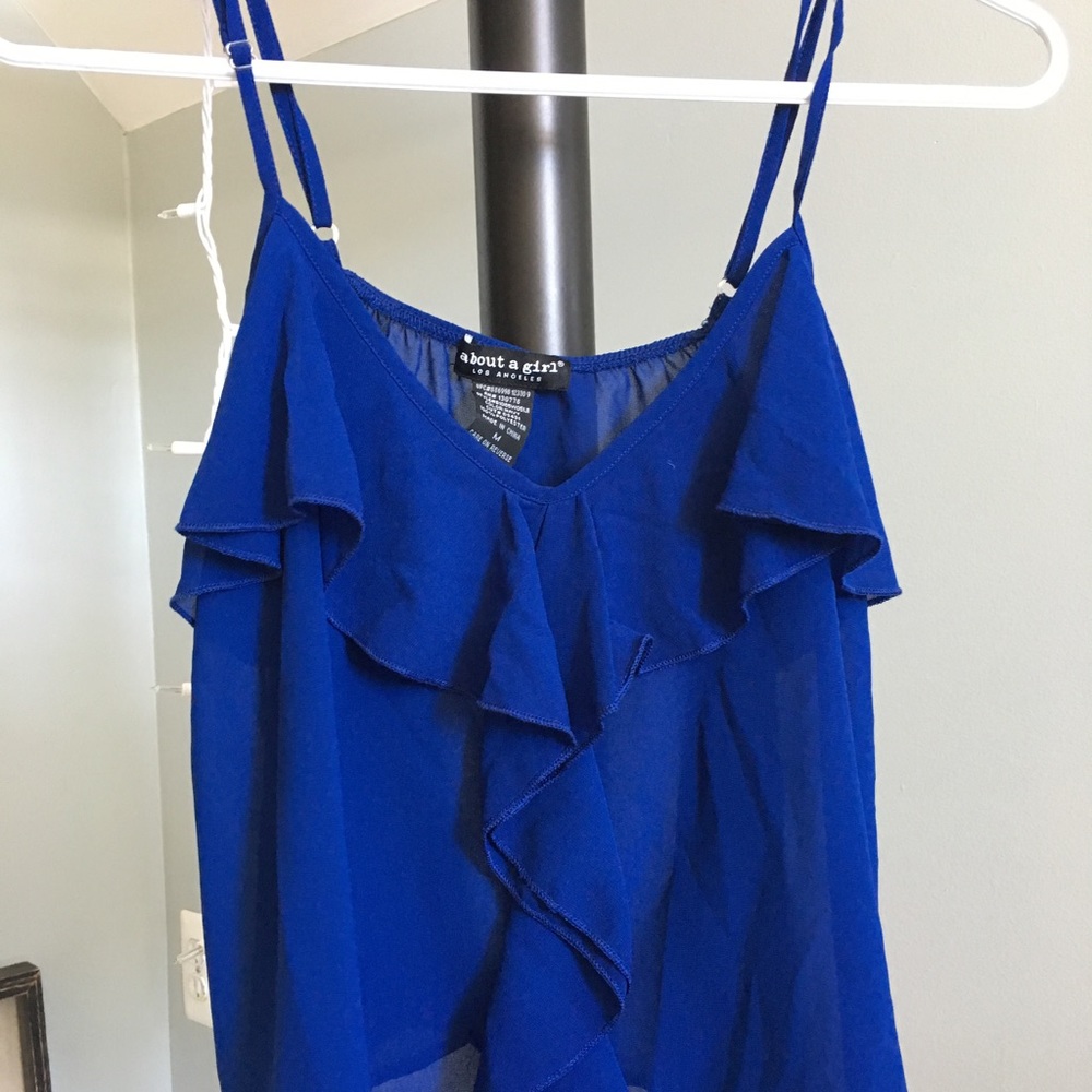 SHEER blue TANK TOP. Never WORN.